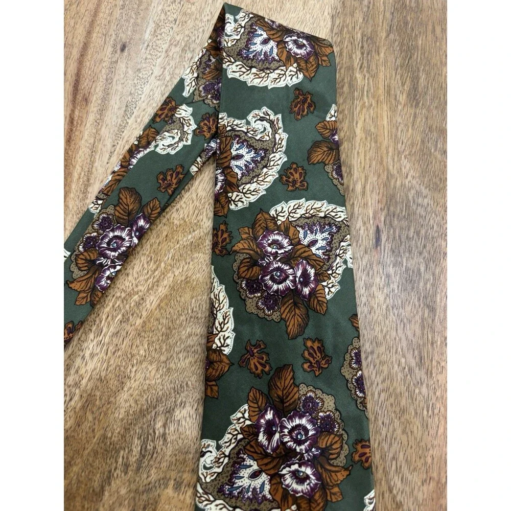 Christian Dior Monsieur 100% Silk Neck Tie Fall Themed Flowers & Leaves